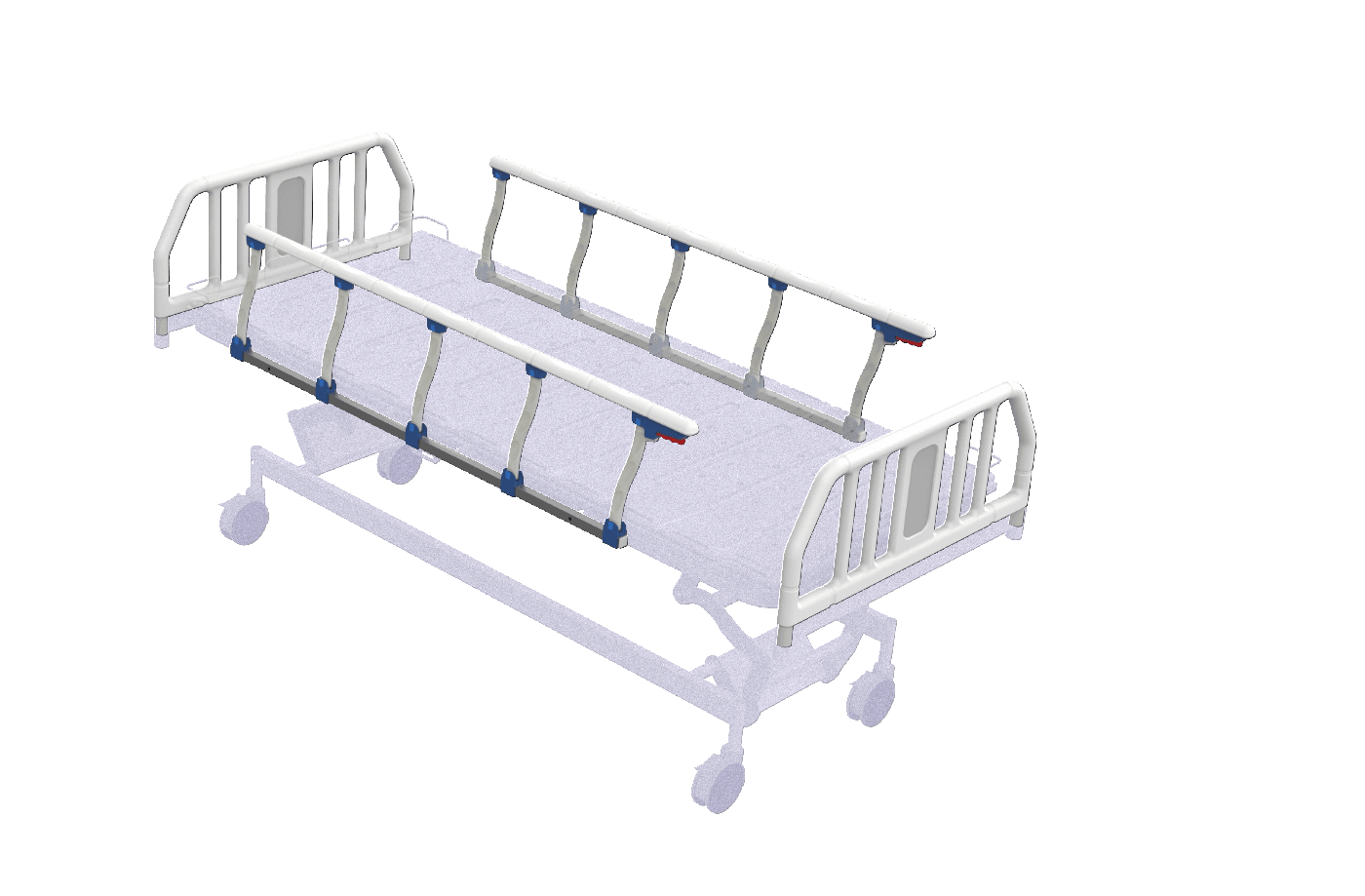 Hospital bed with Sahara side railings
